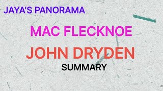 MAC FLECKNOE BY JOHN DRYDEN  SUMMARY [upl. by Travis302]