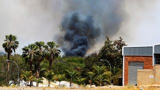 Big fire and smoke behind Upington in South Africa [upl. by North]