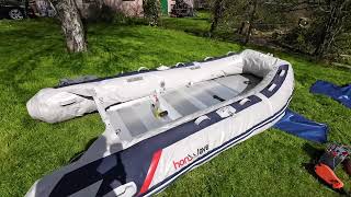 Honwave T35 AE3 inflatable boat setting up on Extreme inflatable boat trailer [upl. by Lucinda305]