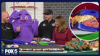 Grimace and the blue Mets OMG sandwich join Good Day New York [upl. by Keldah813]