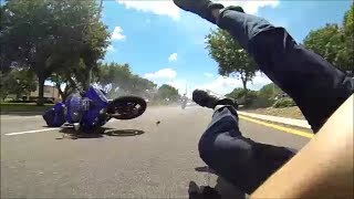 High Speed Yamaha R1 Motorcycle Crash SlowMotion [upl. by Nylynnej]