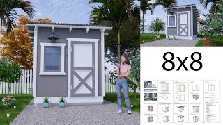 8x8 Learn to Shed Plan Step by Step [upl. by Redan]