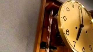 ART DECO WOOD CHIMING PENDULUM WALL CLOCK MAUTHE 19301940 [upl. by Assyram]