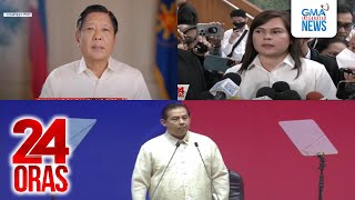 24 Oras Part 1 PBBM pumalag sa pagtatangka ni VP Sara House Speaker Romualdez sa atbp [upl. by Aleakam727]