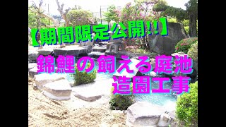 錦鯉の飼える鑑賞池 造園 工事 NEW750 Keihan Koi Farm [upl. by Herold]