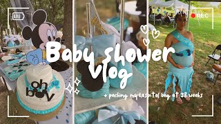 Baby shower vlog  packing my hospital bag💙 [upl. by Burn771]