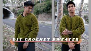 CROCHET SWEATER TUTORIAL FOR BEGINNERS  how to crochet an oversized pullover sweater EASY 💫 [upl. by Jahdai]