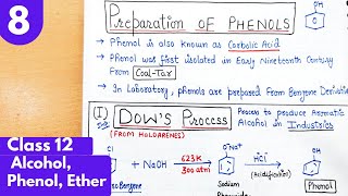 8 Preparation of Phenol from Dows Process Dows Process Alcohol Phenol Ethers organic class12 [upl. by Gelhar]