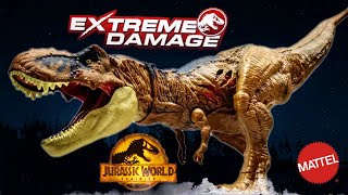 2022 Mattel Jurassic World Dominion Extreme Damage Tyrannosaurus Rex Review [upl. by Clarey]