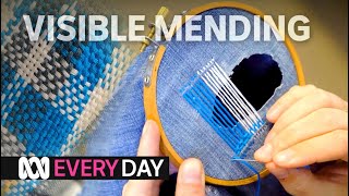 Visible mending brings new life to old damaged clothes 🧵✂️  Everyday  ABC Australia [upl. by Yadsendew]