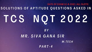 SOLUTIONS OF APTITUDE QUESTIONS ASKED IN TCS NQT 12TH SEP 2021 SLOT 1 PART 4 [upl. by Santoro817]