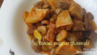 İç baklalı enginar yemeği glutensiz glutenfree [upl. by Smailliw]