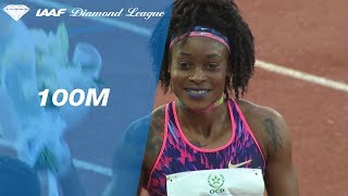 Elaine Thompson 1087 strides away for victory in the Womens 100m  IAAF Diamond League Rabat 2017 [upl. by Oicor364]