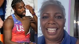 Noah Lyles Mom reacts to her son 200m and sends message to other athletes [upl. by Llechtim]