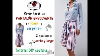 Pantalón Envolvente Fácil Wrap pants Tutorial DIY [upl. by Farrar726]