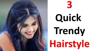 3 quick trendy hairstyle  open hair hairstyle  hairstyle for girls  wedding hairstyle [upl. by Macnamara]