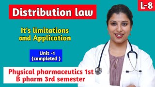 Distribution law ll Limitations amp application ll Physical pharmaceutics 1st ll B Pharmacy [upl. by Ysak39]