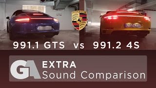 Porsche 9911 GTS vs 9912 4S  EXHAUST SOUND COMPARISON by Groschi Automotive [upl. by Ecaj]