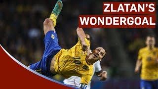 Zlatan Ibrahimovic Scores Amazing 30yard Bicyclekick vs England  Sweden 42 England [upl. by Zetnauq605]