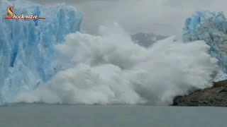 Shocking glacier calving create tsunami wave  glacier  glacier national park 2k17  shockwave 44 [upl. by Ydisahc262]