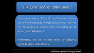 Fix Error 651 with PPPoE connections in Windows 7 [upl. by Aneer]