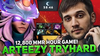 12800 MMR HOUR GAME ARTEEZY TRYHARD on MIRANA CARRY in THIS GAME [upl. by Kaasi]