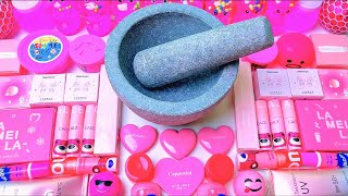 Satisfying Video Making Cute Pink Eyeshadow Slime Mixing Glitter Makeup Cosmetics ASMR Slime Relax [upl. by Asyle6]