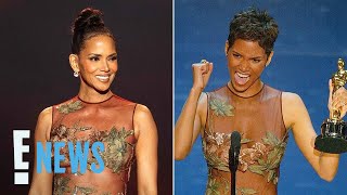 Halle Berry REWEARS Iconic Elie Saab Gown from the 2002 Oscars  E News [upl. by Seilenna]