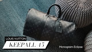 Almost 4 year old Louis Vuitton Keepall Bandoulière 45 Monogram Eclipse [upl. by Ulric]