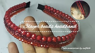 3 layered beads headband making amazing red colors beadsjewelery handmade beadsaccessory [upl. by Cozmo]