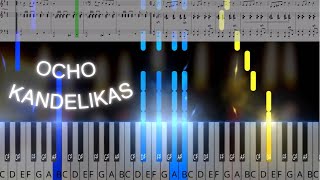 Ocho Kandelikas Hanukkah song piano  accompaniment tutorial [upl. by Irrac]