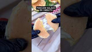 PANCAKES RELLENOS SALADOS en 1 MINUTO shorts recetas [upl. by Ynohta]