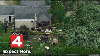 Tree crashes through roof of home in Livonia after storm [upl. by Ede]