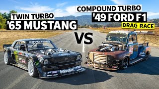 1200hp Compound Turbo Diesel F100 vs Ken Block’s 1400hp AWD Ford Mustang [upl. by Alexandra239]