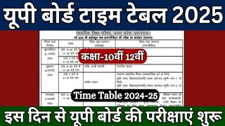 UP Board Exam Schedule 2025 जारी  Exam Date Sheet 2025  Time Table  UP Board Exam 10th amp 12th [upl. by Natka]