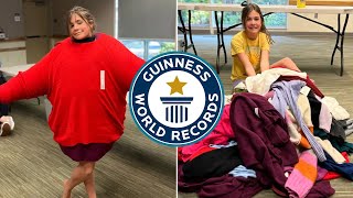 World Record Most jumpers worn at once  Guinness World Records [upl. by Telfore]