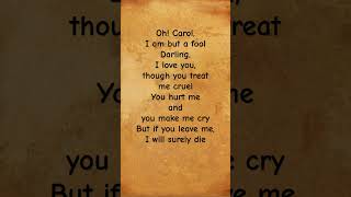 Oh Carol Lyrics  Neil Sedaka oldclassicsong lovesong lyrics [upl. by Eniamzaj]