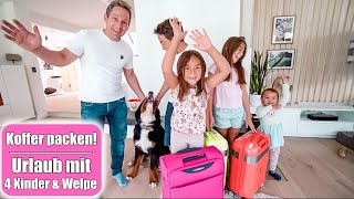 Koffer packen für 4 Kinder amp Welpe 😍 Ab in den Urlaub Großfamilie VLOG Mamiseelen [upl. by Aire536]