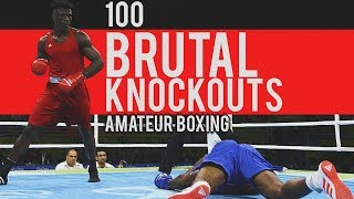 100 BRUTAL Amateur Boxing Knockouts [upl. by Petromilli]