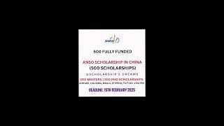 ANSO Scholarship 2025 in China 500 Fully Funded scholarship ANSO China StudyinChina [upl. by Suoicserp]