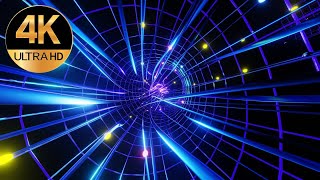 10 Hour 4k TV Fast moving Meditation metallic Blue Neon light Tunnel Abstract background video [upl. by Kramer]