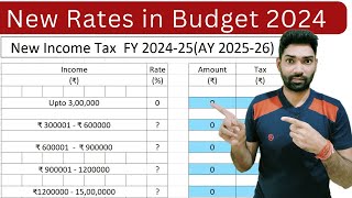 Income tax slab rates changes for FY 2024 25 AY 2025 26 in Budget 2024  Tax on salaried person [upl. by Enaitsirhc]