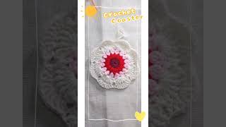 Easy crochet flower coaster tutorial ENG CC [upl. by Ahsatam]