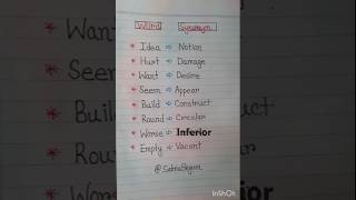 Synonym word english spokenenglish vocabulary handwriting short viralshort [upl. by Nednyl]