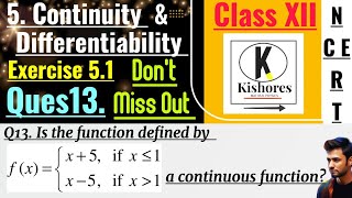 Continuity And Differentiability class 12 exercise 51 Q13 [upl. by Ybocaj]