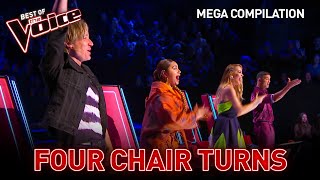 EVERY 4 CHAIR TURN on The Voice 2022 so far  Mega Compilation [upl. by Aimas272]