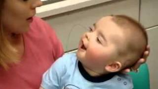 8 Month Old Deaf Babys Reaction To Cochlear Implant Being Activated hqmov [upl. by Renato415]