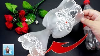 How to Transform Plastic Bottle into Beautiful Vase Best Out of Waste Craft Ideas [upl. by Ecneitap409]