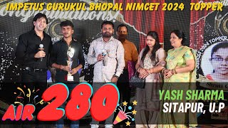 NIMCET 2024 Topper YASH SHARMA AIR  280th  Meet NIMCET 2024 Topper of Impetus Gurukul [upl. by Anahcar]