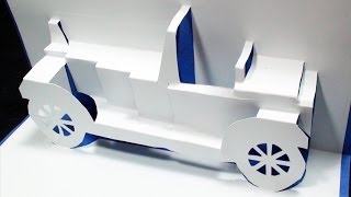 How to make a Classical CAR Pop Up Card  FREE Template  Kirigami 3D Greeting Card [upl. by Oiragelo271]